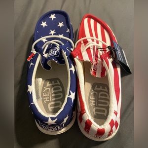 Patriotic hey dude shoes men’s size 9 never been worn.